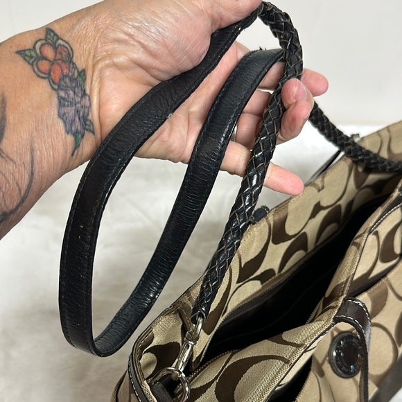Coach Brown Tote Bag with Signature Design - Picture 11 of 16